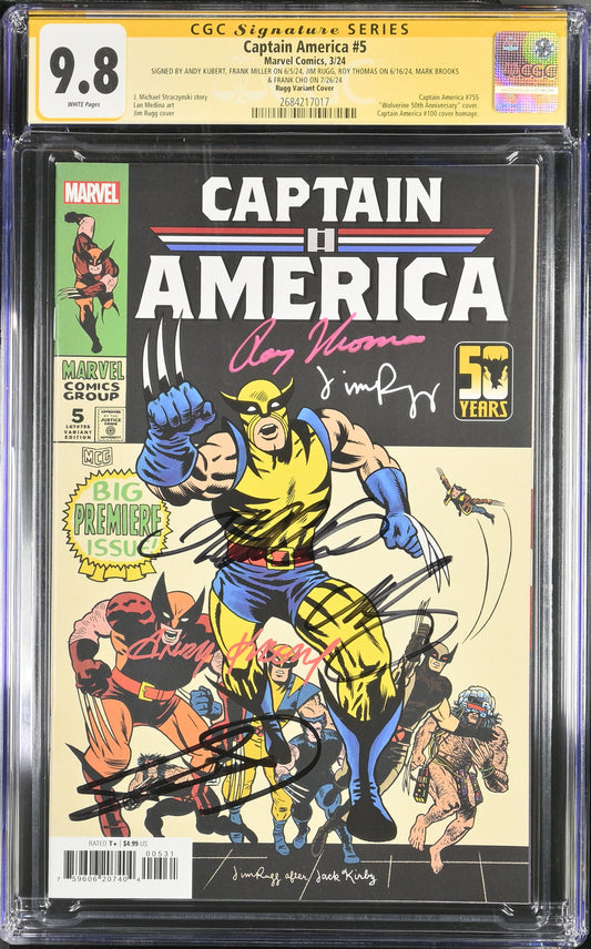 Captain America #5:  "Wolverine 50th Anniversary" cover with 6 signatures